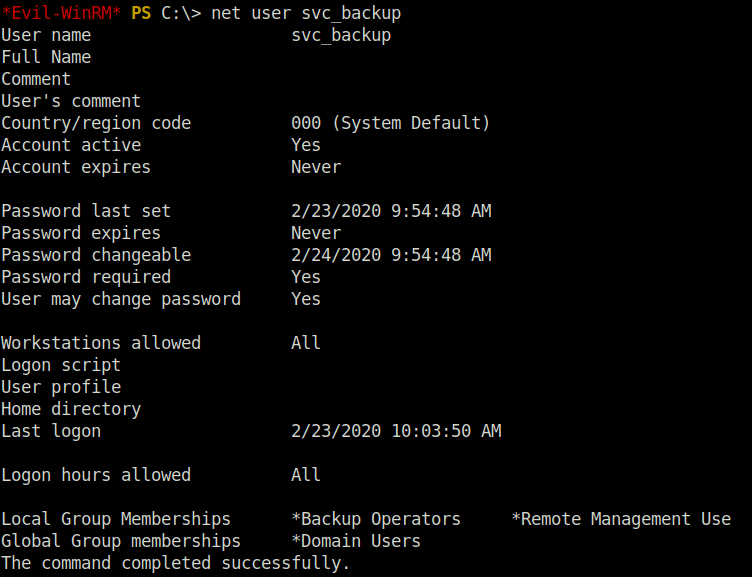HTB - Blackfield Backup Operators group found