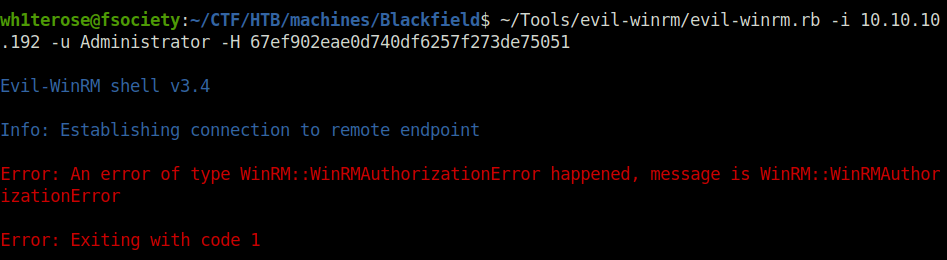 HTB - Blackfield unable to get shell