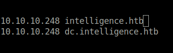 HTB - Intelligence adding hostname