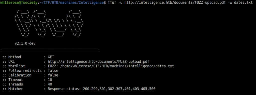 HTB - Intelligence ffuf scan