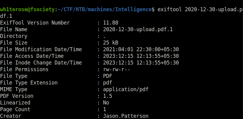 HTB - Intelligence Looking at its metadata