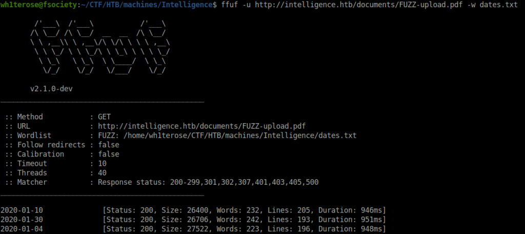 HTB - Intelligence ffuf scan