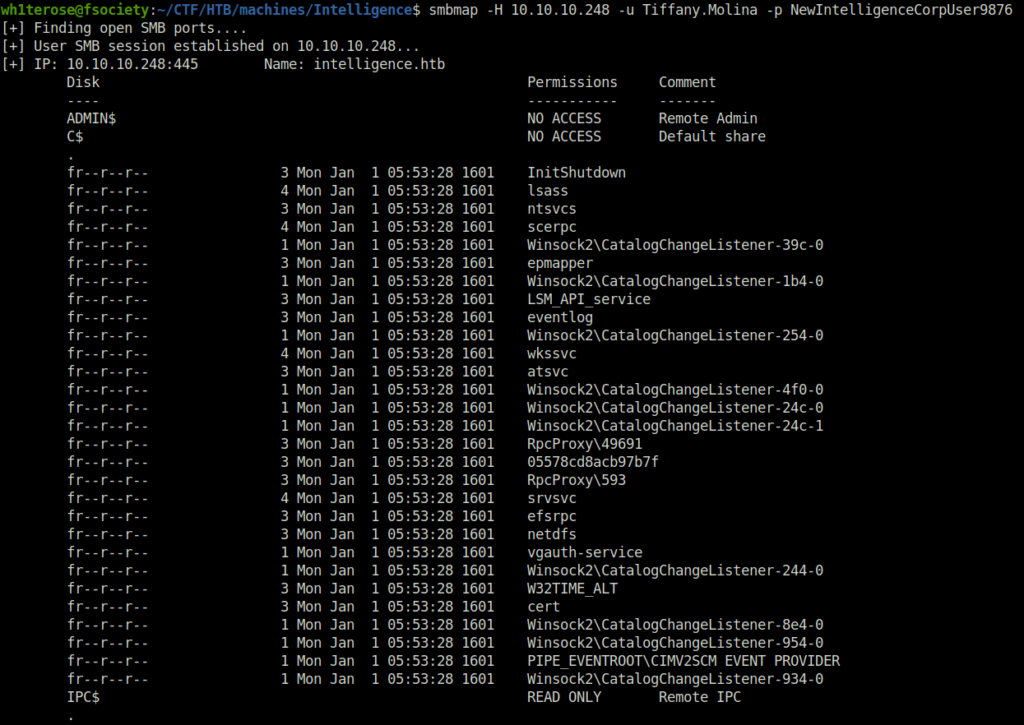 HTB - Intelligence Using Tiffany creds with SMB