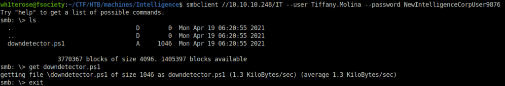 HTB - Intelligence downloading downdetector.ps1