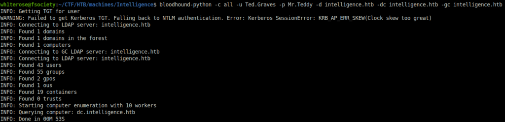 HTB - Intelligence Bloodhound enumeration