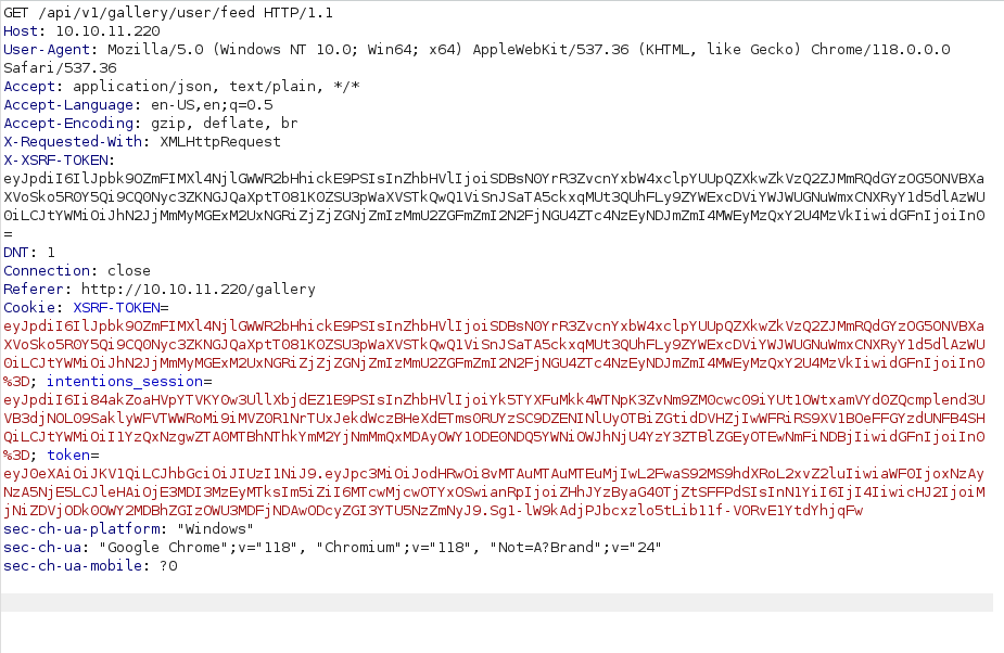 HTB - Intentions Burpsuite GET request