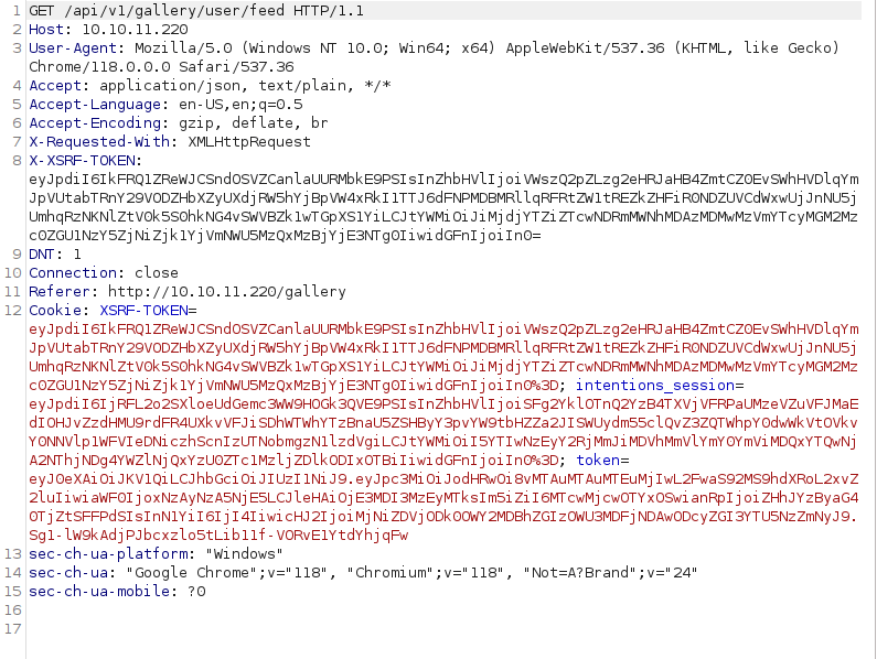 HTB - Intentions Burpsuite GET request