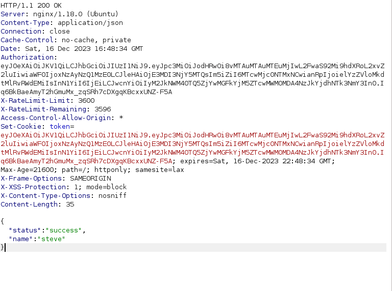 HTB - Intentions Burpsuite Response