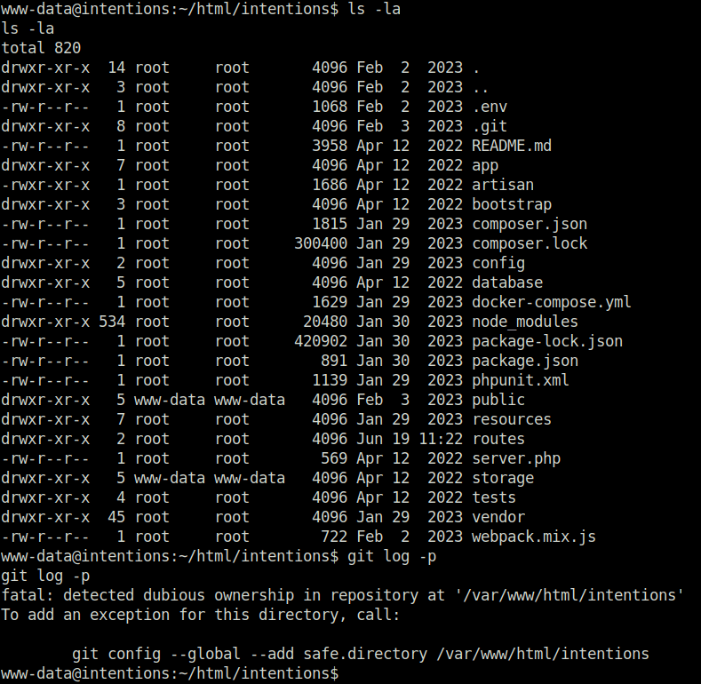 HTB - Intentions .git directory