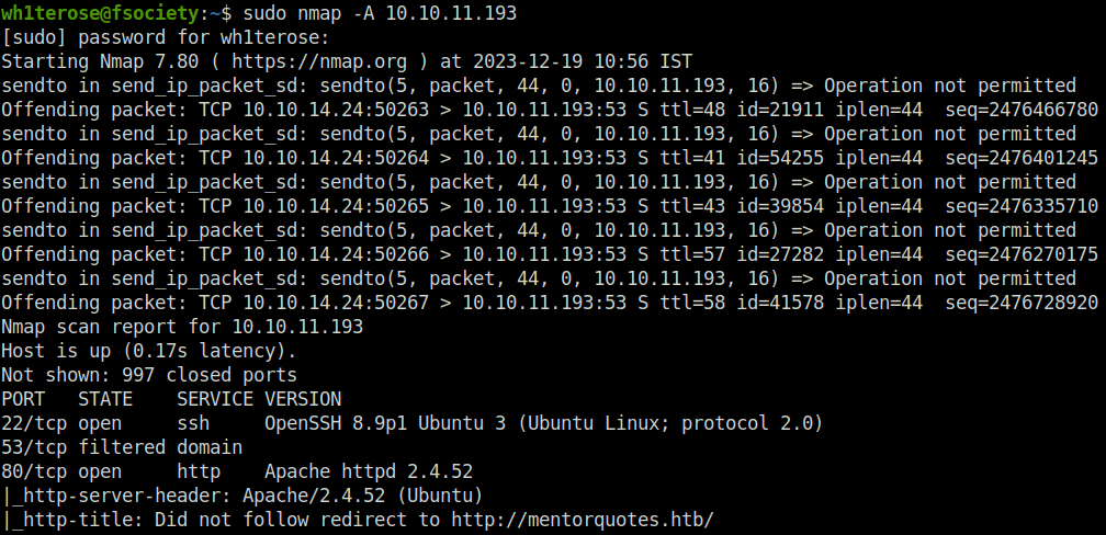 HTB - Mentor nmap scan