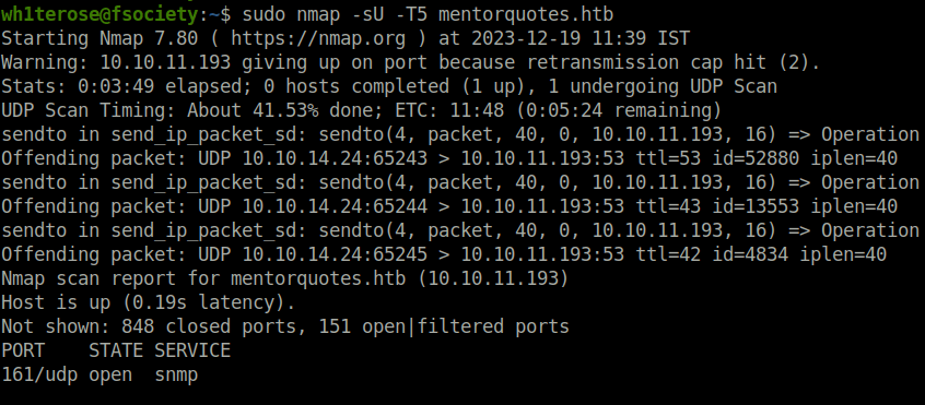 HTB - Mentor nmap UDP scan