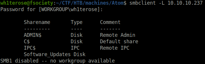 HTB - Atom SMB enumeration