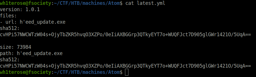 HTB - Atom cat latest.yml