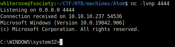 HTB - Atom netcat listener