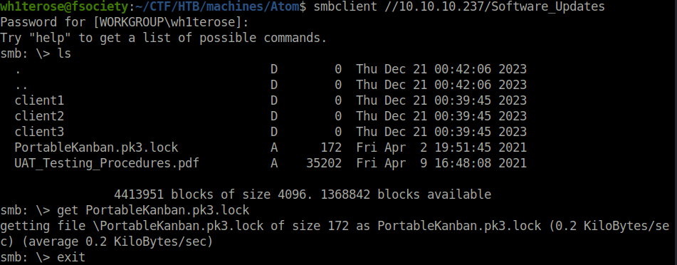 HTB - Atom get PortableKanban.pk3.lock