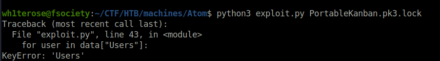 HTB - Atom python3 exploit.py PortableKanban.pk3.lock