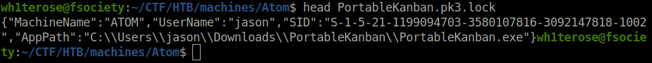 HTB - Atom head PortableKanban.pk3.lock
