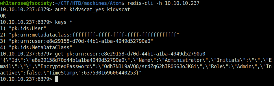 HTB - Atom redis cli