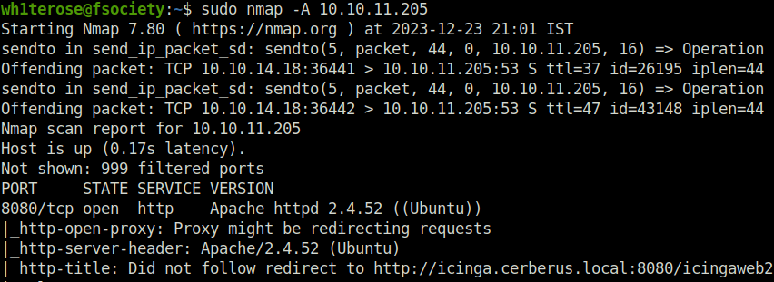HTB - Cerberus nmap scan