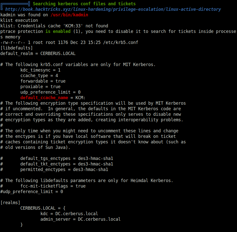 HTB - Cerberus Searching for Kerberos files