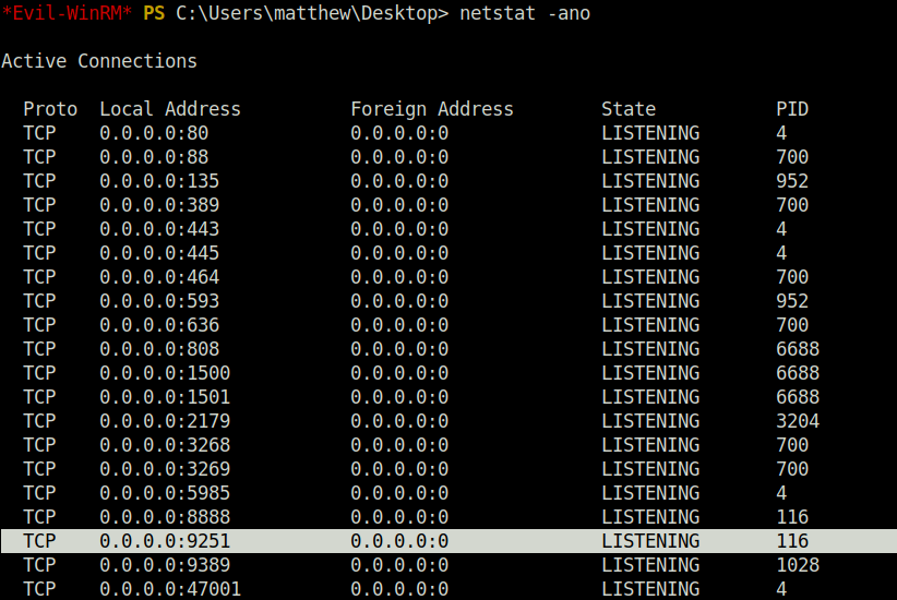 HTB - Cerberus netstat -ano