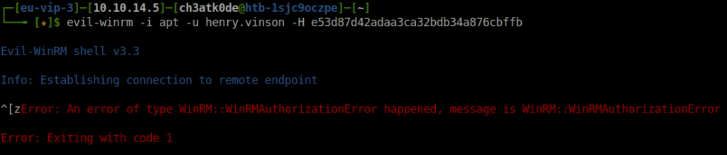HTB - APT unable to get shell