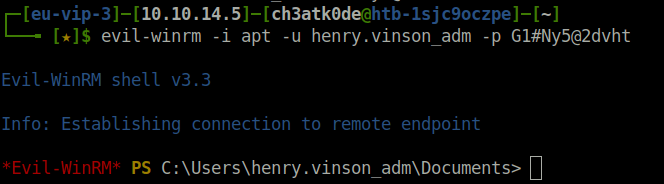 HTB - APT getting the shell via evilwin-rm
