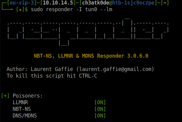 HTB - APT Setting up responder
