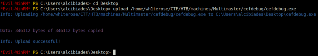 HTB - Multimaster upload cefdebug.exe