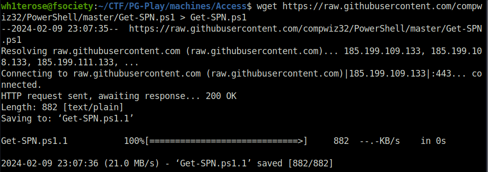 PG - Access downloading Get-SPN.ps1