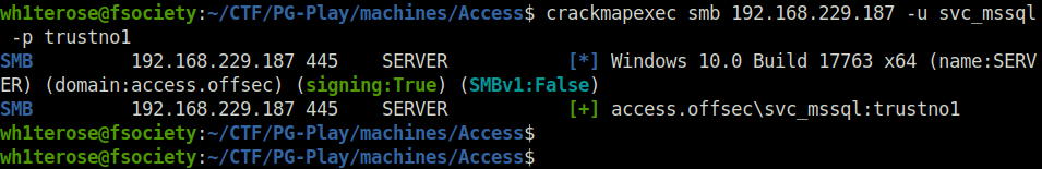 PG - Access crackmapexec credential spray