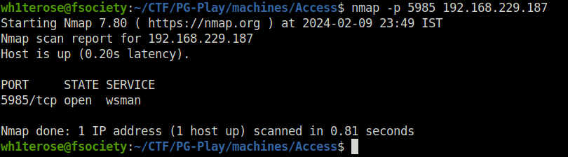 PG - Access checking if winrm port is open