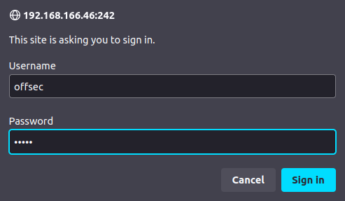 PG - AuthBy logging in with offsec creds