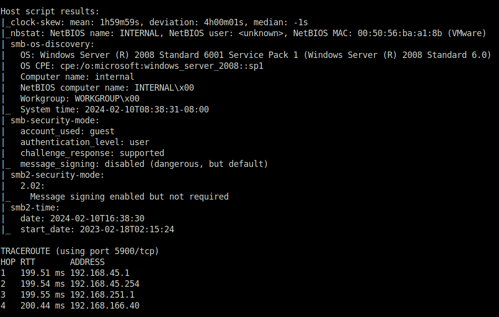 PG - Internal Host script results