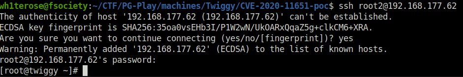 PG - Twiggy ssh login