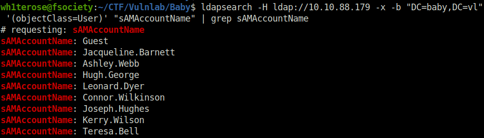 Vulnlab - Baby LDAP Enumeration