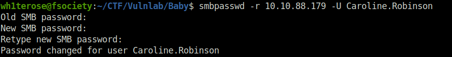 Vulnlab - Baby Changing password of user Caroline.Robinson