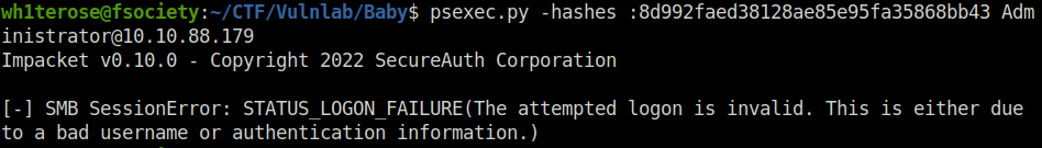 Vulnlab - Baby logging as an Administrator but failed