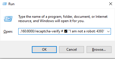 Hacking Windows with Fake Captchas Run Dialog box